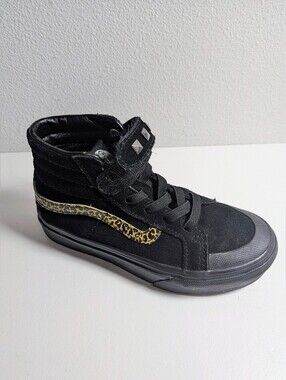 Vans Off The Wall Sk8 Hi-Top Skate Shoes Toddler/Baby 12.5 Black Studded Leopard